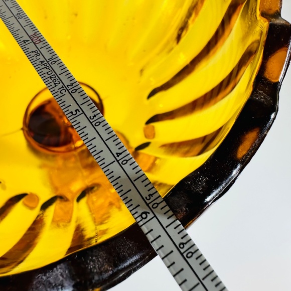 Vintage Indiana Glass Amber Lotus Blossom Pedestal Compote Bowl 7.5 - Picture 6 of 7